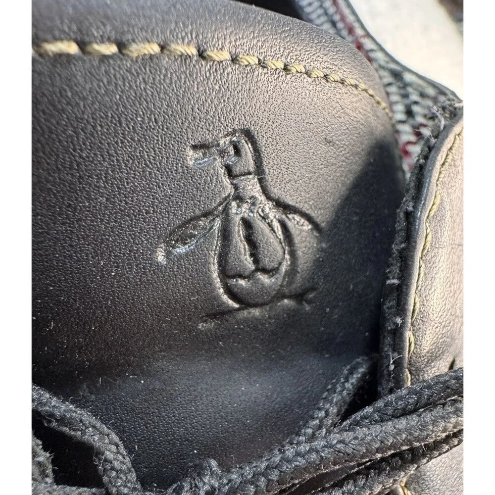 Original Penguin Black Dark Brown Leather Loafers Oxfords‎ Men's 12